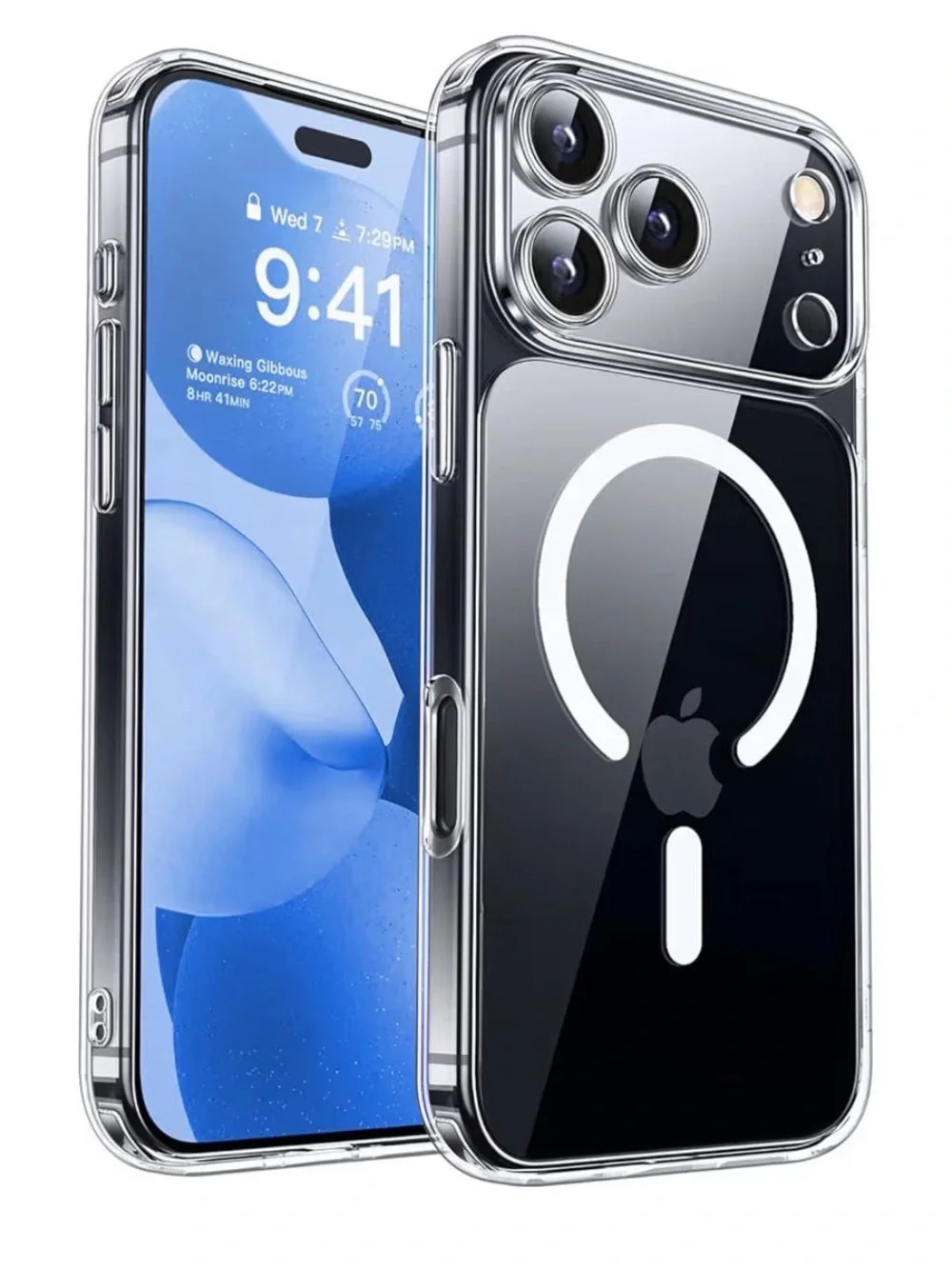Apple iPhone Clear Magnetic Case with Camera Protection - Orange, White, Blue